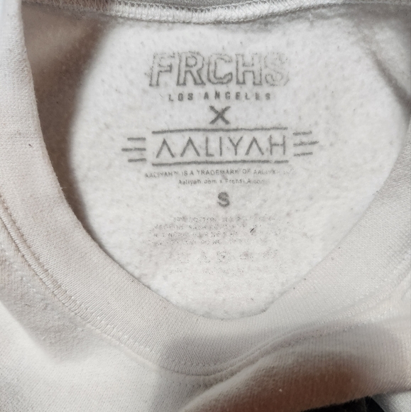 Aaliyah x FRCHS Los Angeles White Sweater Sweatshirt Pullover Crew Neck Size S - Picture 4 of 6